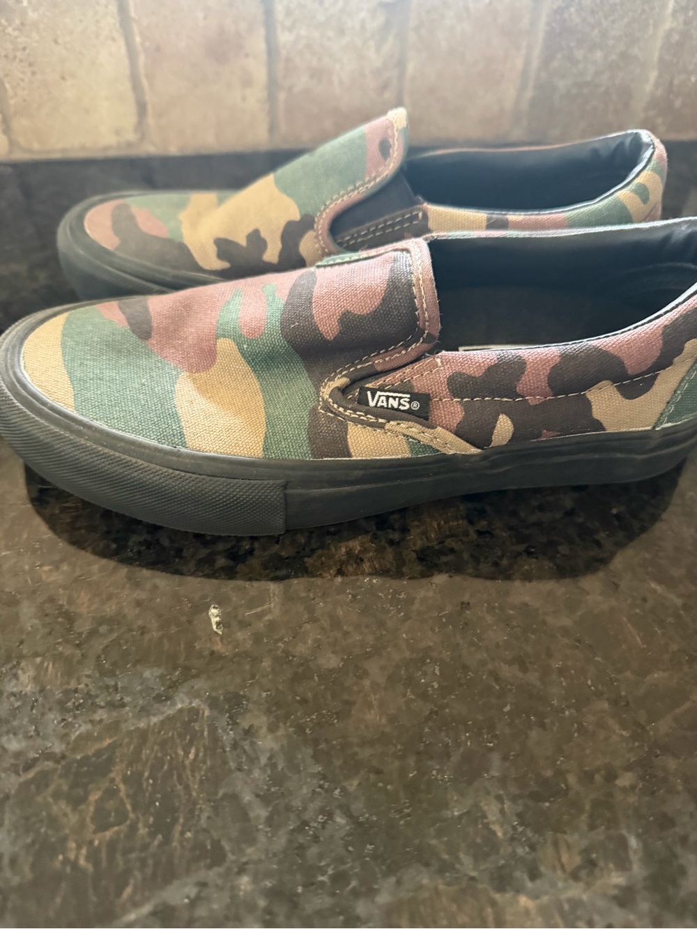 Vans Camo Slip-On Sneakers in Green, Brown, Tan, Black